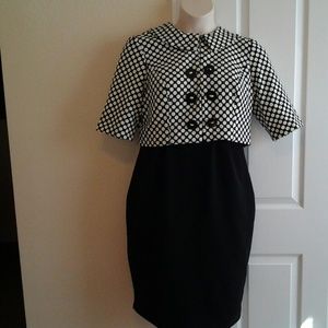 Black & Polka Cropped Jacket & Black Dress